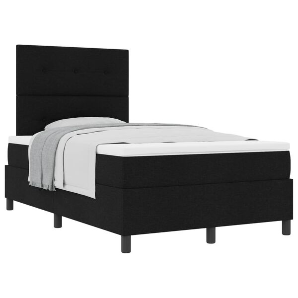 vidaXL Cama Box com colch&atilde;o com cabeceira Preto 120 x 190 cm tecido