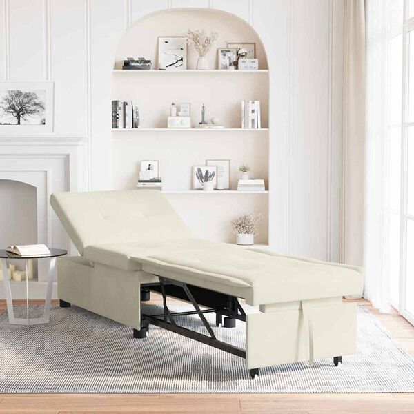 vidaXL Sof&aacute;-Cama Creme 194 x 67 x 82 cm Veludo