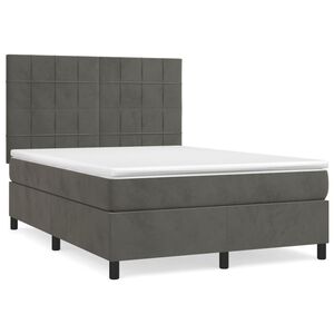vidaXL Cama com molas/colch&atilde;o 140x200 cm veludo cinzento-escuro