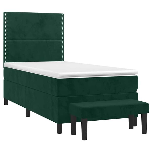 vidaXL Cama com molas/colch&atilde;o 80x200 cm veludo verde-escuro