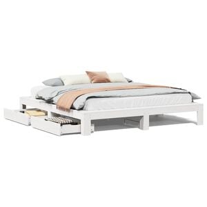 vidaXL Cama sem colch&atilde;o 200x200 cm madeira de pinho maci&ccedil;a branco