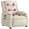 vidaXL Poltrona de massagens reclin&aacute;vel couro artificial cor creme