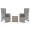 vidaXL 3 pcs conjunto lounge de jardim vime PE/ac&aacute;cia maci&ccedil;a cinza