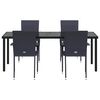 vidaXL Conjunto de Jantar para Jardim 5 pcs Preto A&ccedil;o revestido a p&oacute;