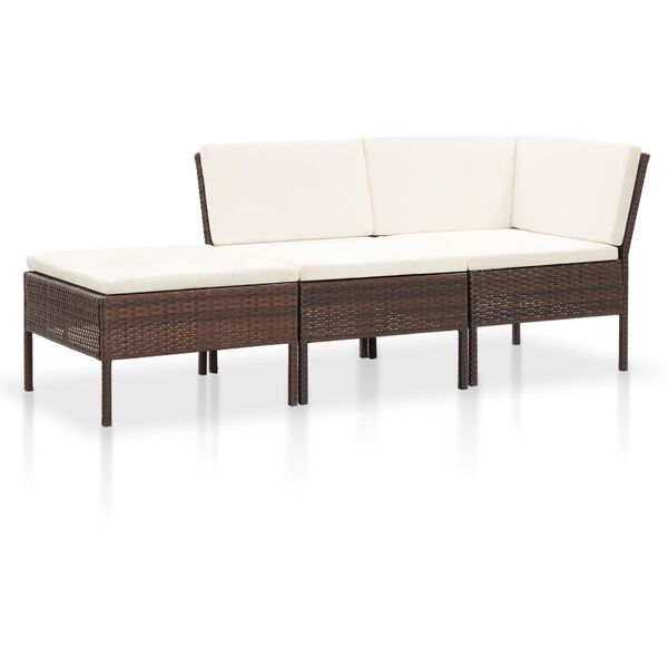 vidaXL 8 pcs conjunto lounge jardim c/ almofad&otilde;es vime PE castanho