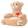vidaXL Cadeira em pel&uacute;cia infantil, urso, castanho