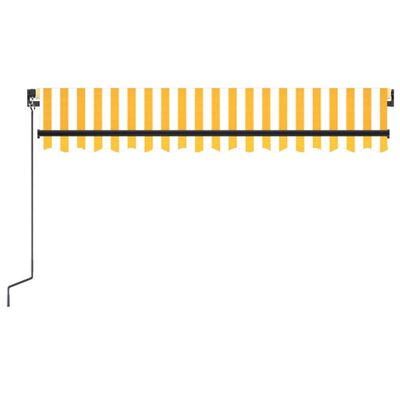 vidaXL Toldo retrátil manual com LED 350x250 cm amarelo e branco