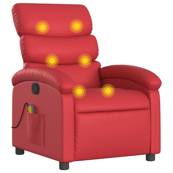 vidaXL Poltrona de massagens reclin&aacute;vel couro artificial vermelho