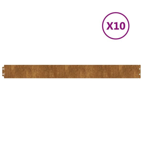 vidaXL Bordas de relvado 10 pcs 10x103 cm a&ccedil;o corten flex&iacute;vel