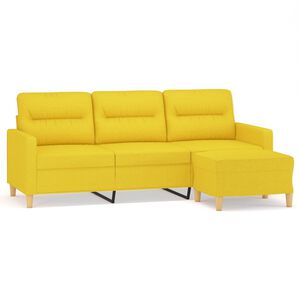 vidaXL Sof&aacute; de 3 lugares com apoio de p&eacute;s 180 cm tecido amarelo-claro