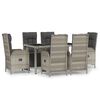 vidaXL 7 pcs conjunto de jantar p/ jardim c/ almofad&otilde;es vime PE cinza