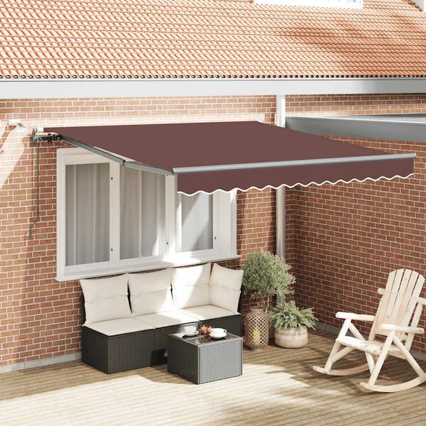 vidaXL Toldo retr&aacute;til autom&aacute;tico com luzes LED 300x250 cm castanho