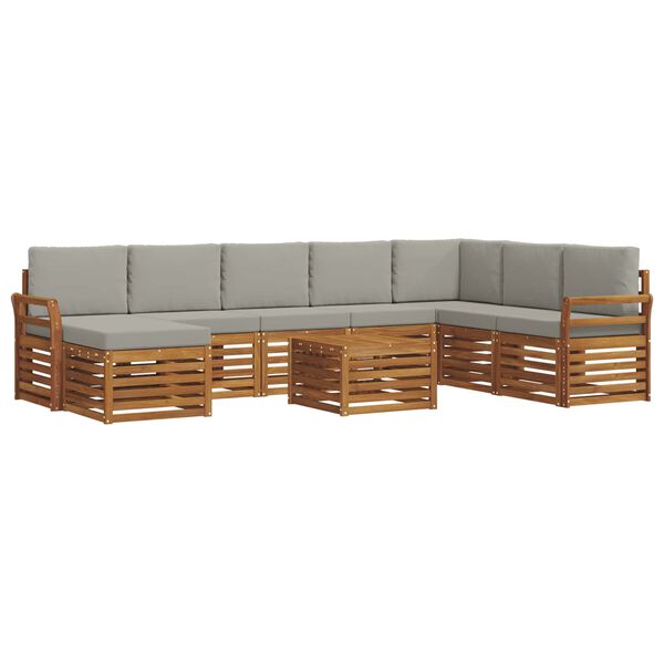 vidaXL Conjuntos de sof&aacute;s com almofada 9 pcs Cinza Natural e Claro