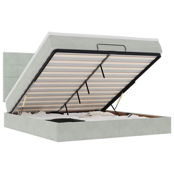 vidaXL Estrutura cama otomana colchões 180x200cm veludo cinzento claro