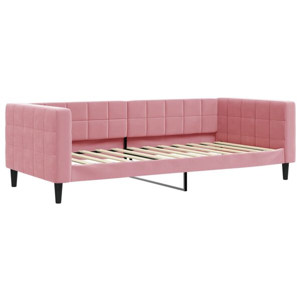 vidaXL Sof&aacute;-cama com colch&atilde;o 90x200 cm veludo rosa