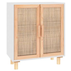 vidaXL Aparador 60x30x70 cm madeira pinho maci&ccedil;a/vime natural branco