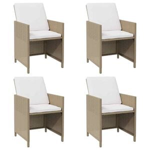 vidaXL Cadeiras de jardim com almofad&otilde;es 4 pcs vime PE bege