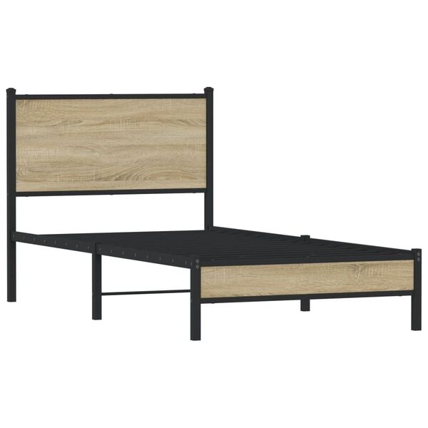 vidaXL Estrutura de cama sem colchão 75x190 cm metal carvalho sonoma