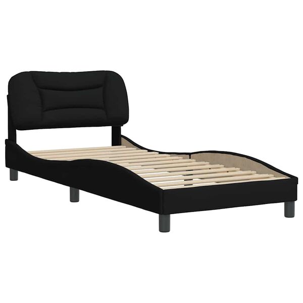vidaXL Estrutura de cama sem colch&atilde;o Hvar 90x200 cm tecido preto