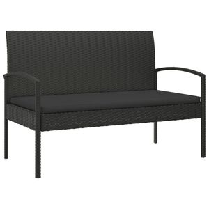 vidaXL Banco de jardim com almofad&atilde;o 105 cm vime PE preto