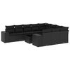 vidaXL 11 pcs conjunto sof&aacute;s de jardim c/ almofad&otilde;es vime PE preto