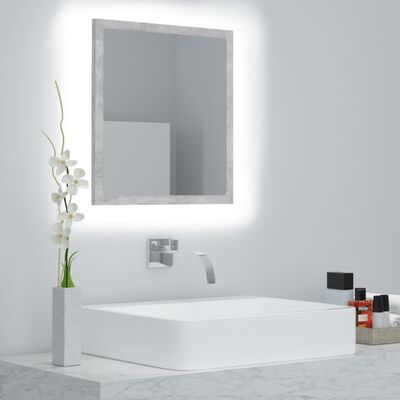 vidaXL Espelho casa de banho c/ LED 40x8,5x37cm acrílico cinza cimento