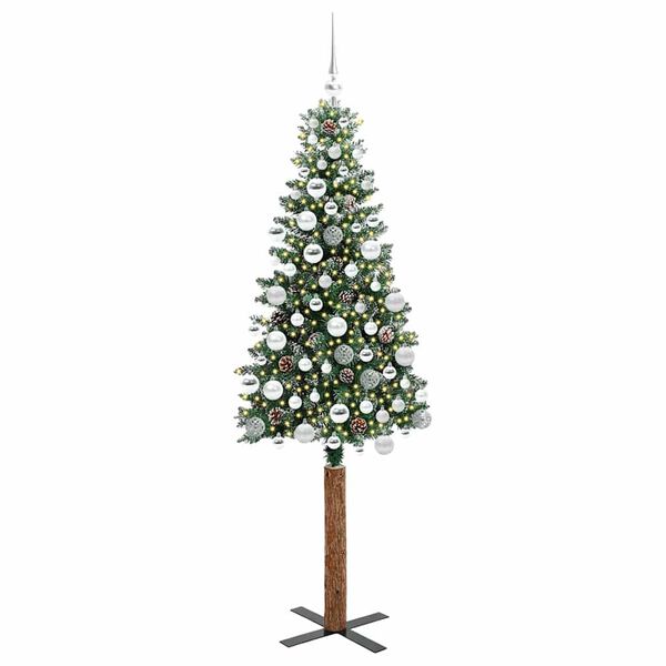vidaXL Árvore de Natal Slim com 300 LEDs com suporte Verde 180 cm