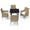 vidaXL 5 pcs conjunto jantar p/ jardim c/ almofad&otilde;es vime PE bege