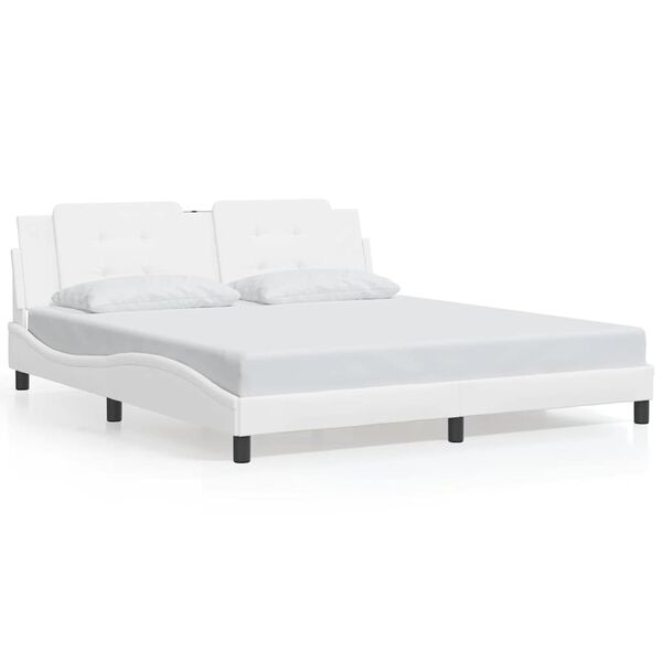vidaXL Estrutura de cama sem colch&atilde;o Zadar 180x200 cm couro artificial branco