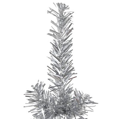 vidaXL Meia árvore de Natal fina com suporte 240 cm prateado