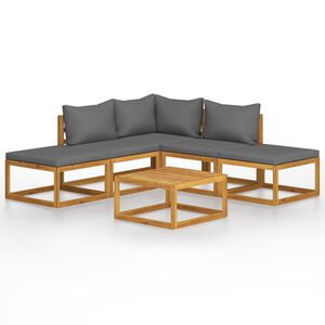 vidaXL 6 pcs conj. lounge jardim c/ almofadões madeira acácia maciça