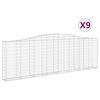 vidaXL Cestos gabi&atilde;o arqueados 9pcs 400x30x120/140cm ferro galvanizado
