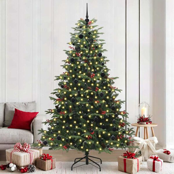 vidaXL &Aacute;rvore de Natal Artificial Verde 240 cm PVC, Metal e Pl&aacute;stico