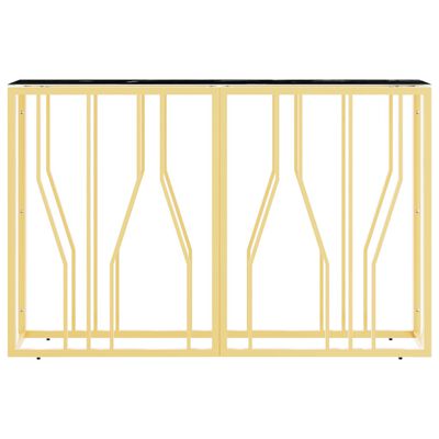 vidaXL Mesa consola 110x30x70 cm aço inoxidável e vidro dourado