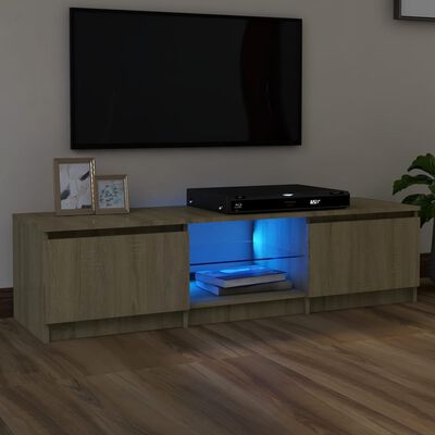 vidaXL Móvel de TV com luzes LED 140x40x35,5 cm carvalho sonoma