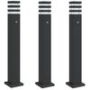 vidaXL Candeeiro ch&atilde;o p/ exterior c/ sensor 3 pcs 80 cm alum&iacute;nio preto