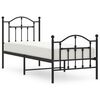 vidaXL Estrutura de cama com cabeceira e p&eacute;s 75x190 cm metal preto