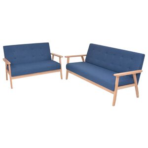 vidaXL Conjunto de sof&aacute;s 2 pcs tecido azul