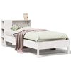 vidaXL Cama com estante sem colch&atilde;o 90x190 cm pinho maci&ccedil;o branco