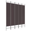 vidaXL Biombo/divis&oacute;ria com 5 pain&eacute;is 200x220 cm tecido castanho