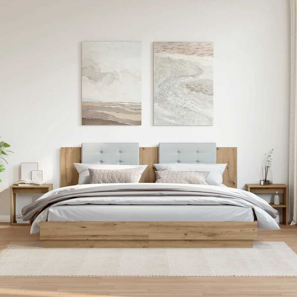 vidaXL Mesa de cabeceira 2 pcs derivados de madeira carvalho artesanal