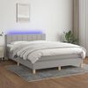 vidaXL Cama box spring c/ colch&atilde;o e LED 140x200 cm tecido cinza-claro