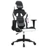 vidaXL Cadeira gaming couro artificial preto e branco