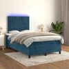 vidaXL Cama box spring c/ colch&atilde;o/LED 120x200 cm veludo azul-escuro