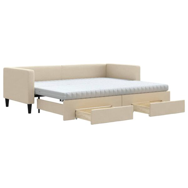 vidaXL Sof&aacute;-cama com gavet&atilde;o e gavetas 80x200 cm tecido cor creme
