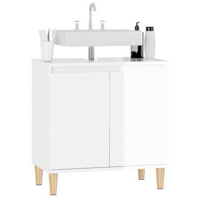 vidaXL Móvel p/ lavatório 58x33x60 cm deriv. madeira branco brilhante