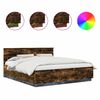 vidaXL Estrutura da Cama com fitas LED Carvalho Defumado 200 x 200 cm