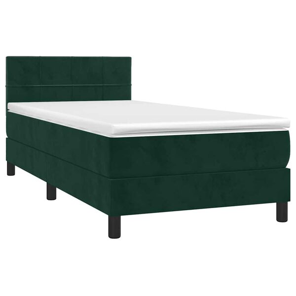 vidaXL Cama com molas/colch&atilde;o 80x200 cm veludo verde-escuro
