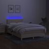 vidaXL Cama box spring c/ colch&atilde;o e LED 120x200 cm tecido cor creme