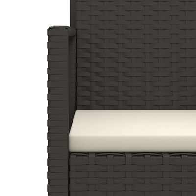 vidaXL 3 pcs conjunto sofás de exterior com almofadões vime PE preto